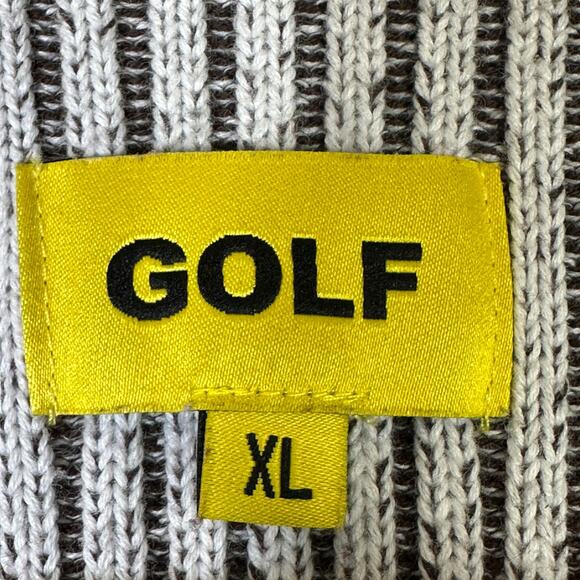 Golf Wang Sweater Mens XL Gray 100% Cotton Striped Logo Ribbed Skater Streetwear - Picture 4 of 6